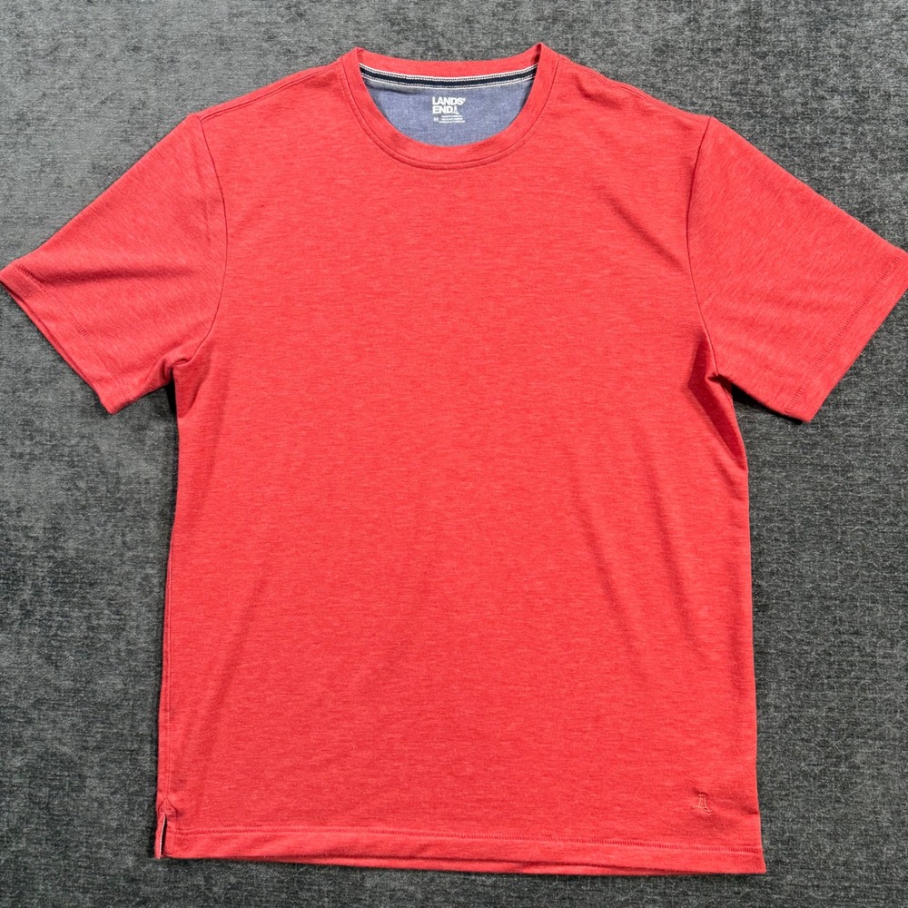 Lands End Mens Medium Red Heathered Short Sleeve Crewneck T-Shirt RN168874